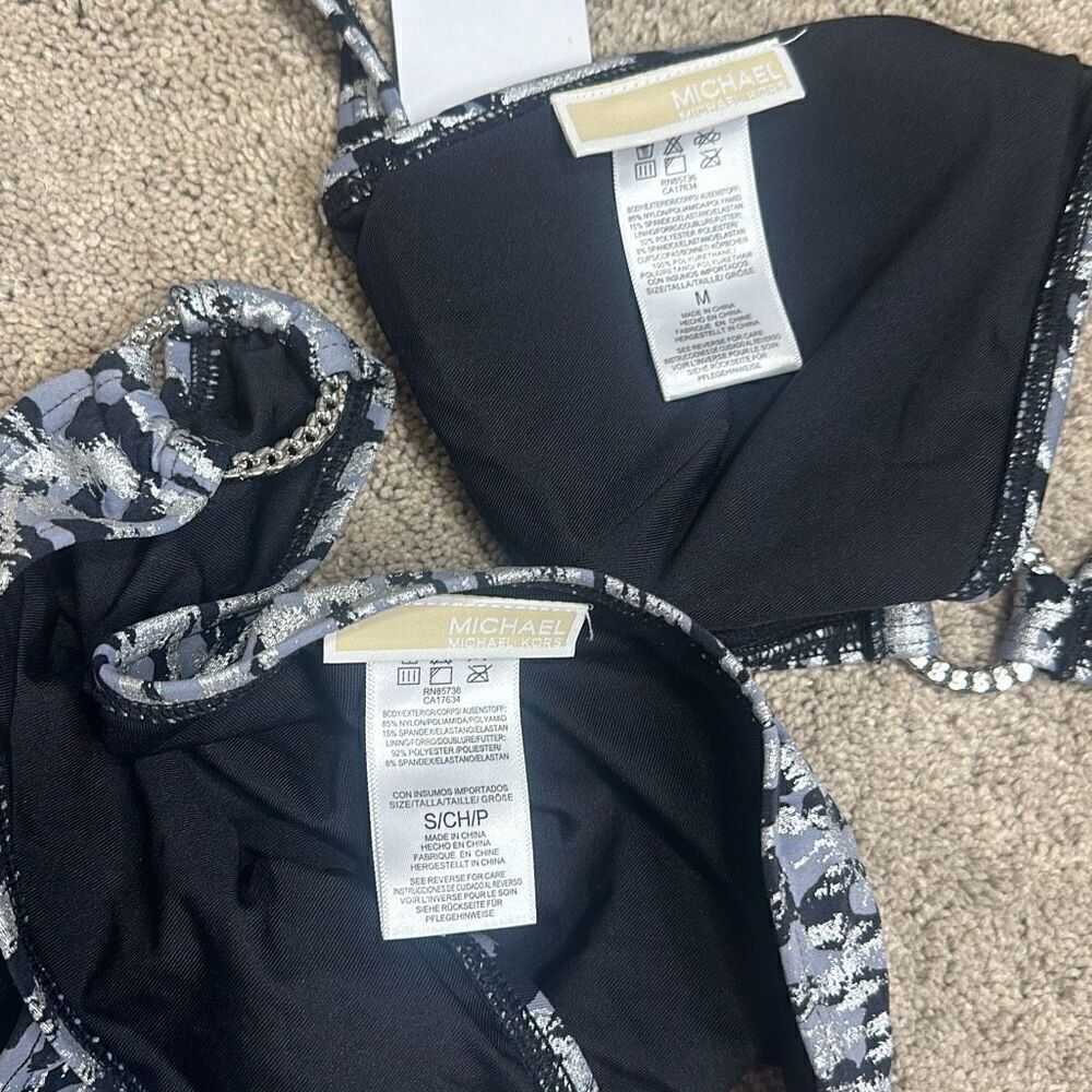 New. Michael Kors frozen Leopard chain ring bikini set. Normally $169. XS–top/S– - Picture 10 of 10